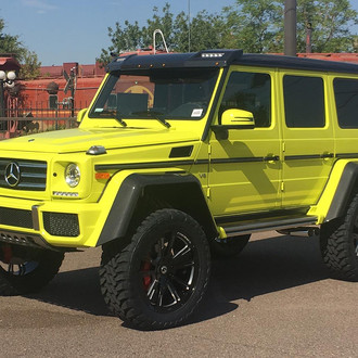 Carbon Fiber Fender Flares on Lime Green Mercedes G Class - Photo by Forgiato