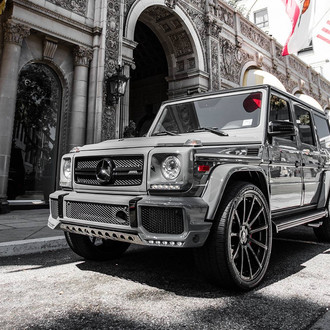 Gray Mercedes G Class with Crystal Clear LED Headlights - Photo by Forgiato
