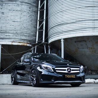 Custom Chrome Grille on Black Mercedes GLA Class - Photo by JR Wheels