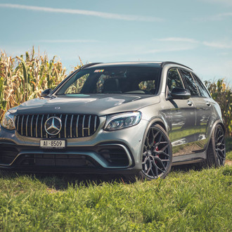 Gray Mercedes GLC Class Features Blacked Out Vossen Wheels for Aggressive Look