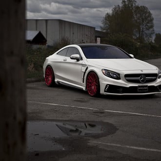White Mercedes S Class with Custom LED Headlights - Photo by PUR Wheels