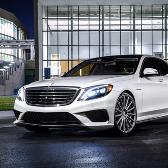 White Mercedes S Class V8 with Chrome Grille - Photo by Vossen