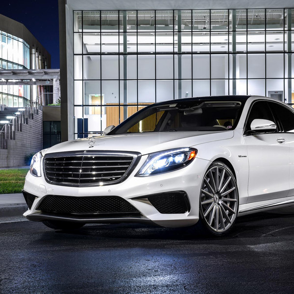 White Mercedes S Class V8 with Chrome Grille - Photo by Vossen