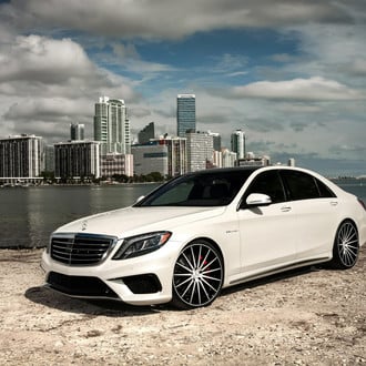 White Mercedes S Class V8 with Custom Chrome Grille - Photo by Vossen