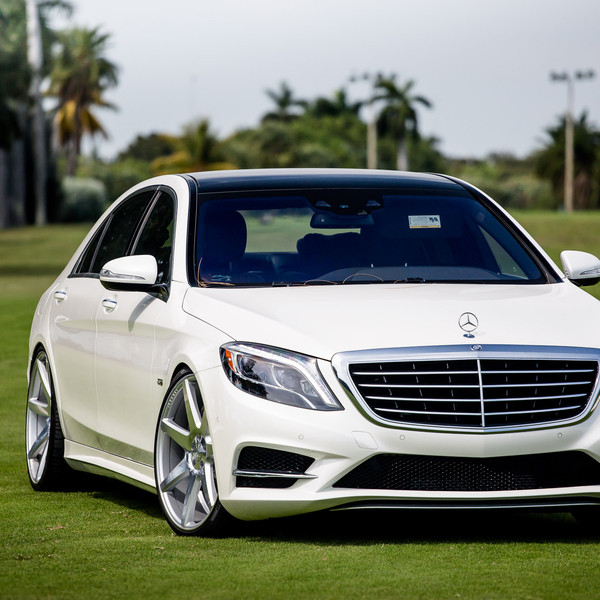 Custom Front Bumper Cover on White Mercedes S Class - Photo by Vossen