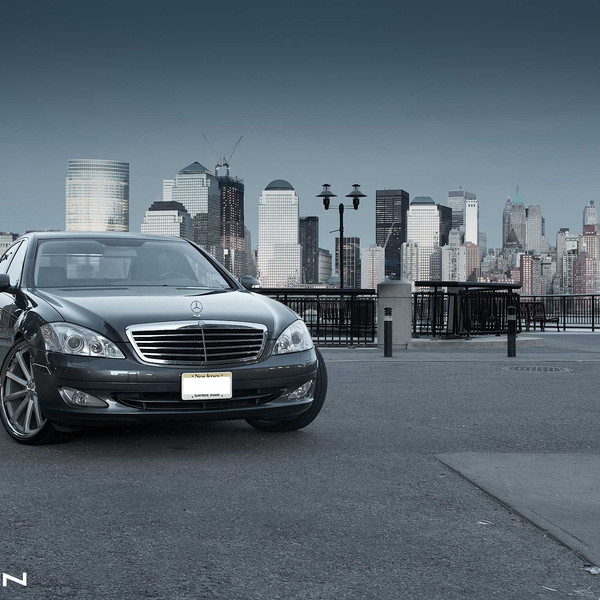 Gray Mercedes S Class with Custom Front Bumper - Photo by Vossen