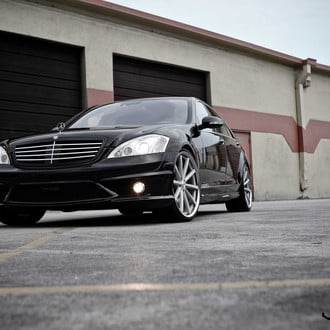 Custom LED Fog Lights on Black Mercedes S Class - Photo by Vossen