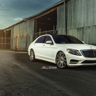 Chrome Billet Grille on White Mercedes S-Class - Photo by Vellano