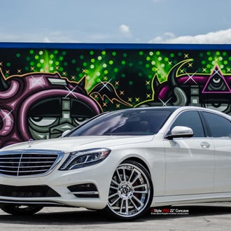White Mercedes S-Class with Chrome Billet Grille - Photo by Vellano