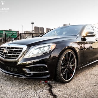 Custom Black Mercedes S-Class Front Bumper - Photo by Vellano