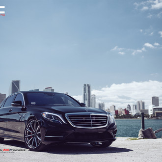 Black Mercedes S-Class with DRL-Bar Headlights - Photo by Vellano