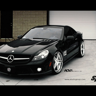 Black Mercedes SL Class with Custom Vented Hood - Photo by ADV.1