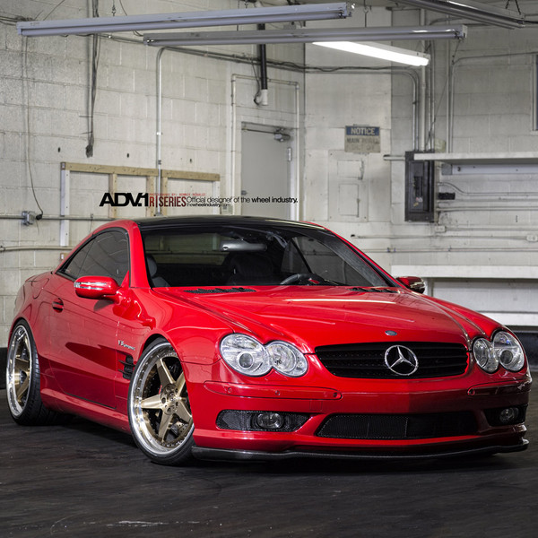 Carbon Fiber Front Lip on Red Mercedes S Class - Photo by ADV.1