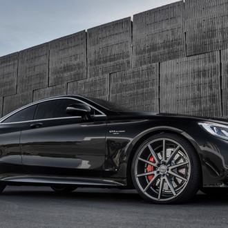 Gloss Black Mercedes S Class with Aftermarket LED Headlights - Photo by Vossen