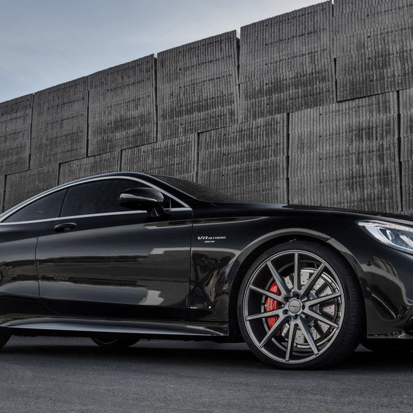 Gloss Black Mercedes S Class with Aftermarket LED Headlights - Photo by Vossen