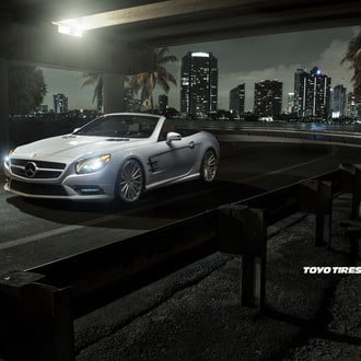 White Convertible Mercedes SL with Custom Body Kit - Photo by Vossen