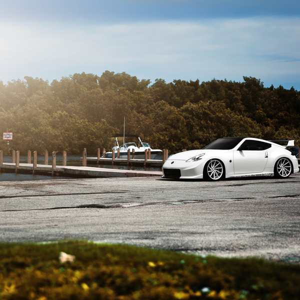 White Debadged Nissan 370Z - Photo by Vossen