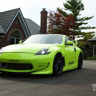 Custom Lime Green Debadged Nissan 370Z - Photo by Vossen