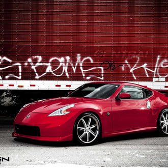 Red Nissan 370Z Custom Front Lip - Photo by Vossen