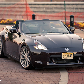 Black Convertible Nissan 370Z Custom Front Bumper - Photo by Vossen