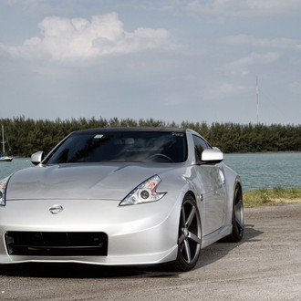 Custom Front Lip on Silver Nissan 370Z - Photo by Vossen