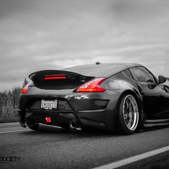 Rear Spoiler with Light on Black Nissan 370Z - Photo by Avant Garde Wheels