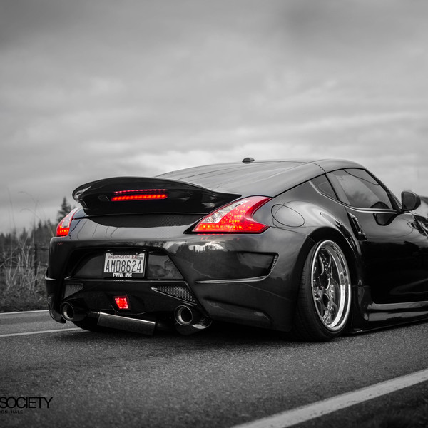 Rear Spoiler with Light on Black Nissan 370Z - Photo by Avant Garde Wheels