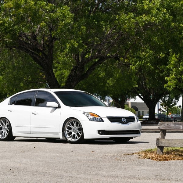 White Nissan Altima with Custom Grille - Photo by Vossen