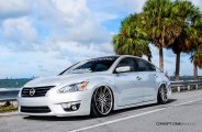 Jaw-Dropping White Pearl Debadged Nissan Altima Customized to Amaze