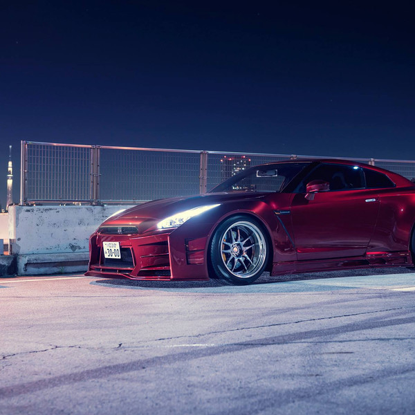 Red Nissan GT-R with Custom Body Kit - Photo by PT works