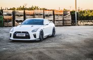 Appealing Exterior Upgrades for White Nissan GT-R on Gloss Black Brixton Wheels