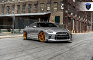 Silver Nissan GT-R Boasting Contrasting Golden Rohana Wheels