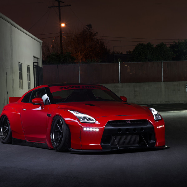 Super Red Widebody GT-R on Black Rotiform Wheels - Photo by Rotiform