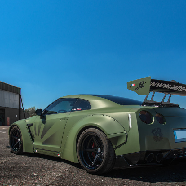 Matte Green GT-R with Liberty Walk Full Body Kit - Photo by Vossen