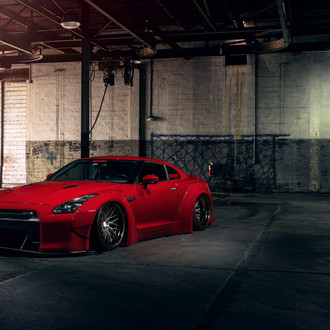 Custom Lowered Red Nissan GT-R - Photo by Vossen