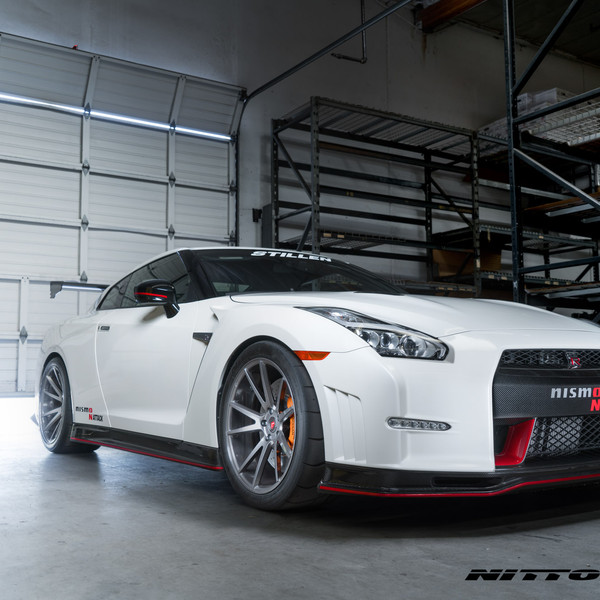 Custom Front Bumper with Red Accents on White Nissan GT-R - Photo by Vossen