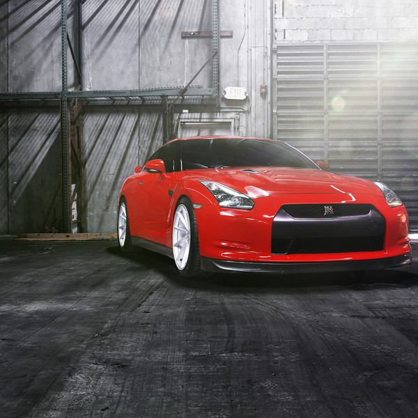 Red Nissan GT-R with Custom Headlights - Photo by Vossen