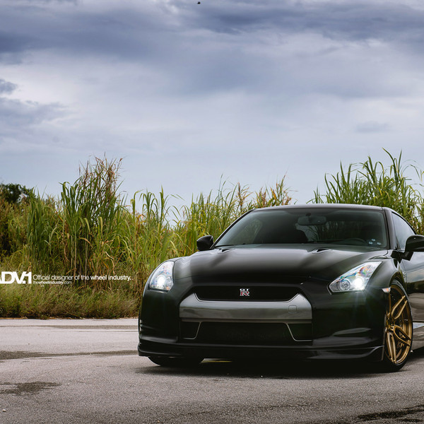 Black Nissan GT-R with Aftermarket LED Headlights - Photo by ADV.1