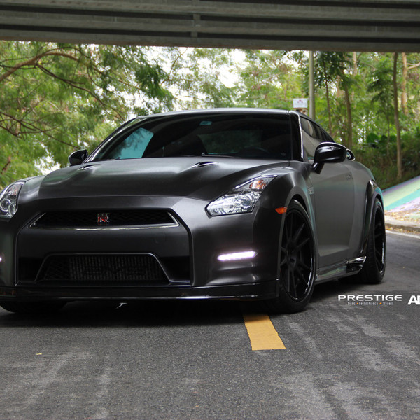 Matte Black Nissan GT-R with Custom Front Bumper - Photo by ADV.1