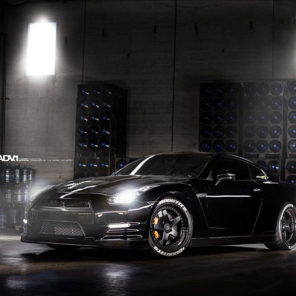 Bagged Nissan GT-R on ADV.1 Sport Rims with Beefy Tires - Photo by ADV.1