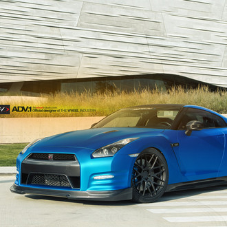 Matte Blue GT-R Rocking a Set of Matte Black ADV1 Wheels