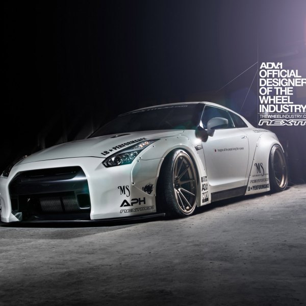 White Debadged Nissan GT-R with Liberty Walk Body Kit - Photo by ADV.1