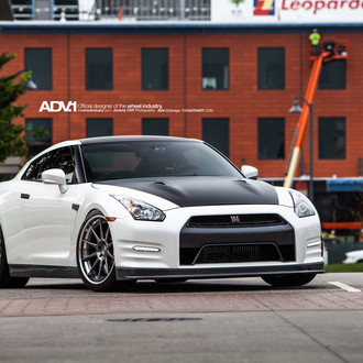 Custom Black Hood on White Nissan GT-R - Photo by ADV.1