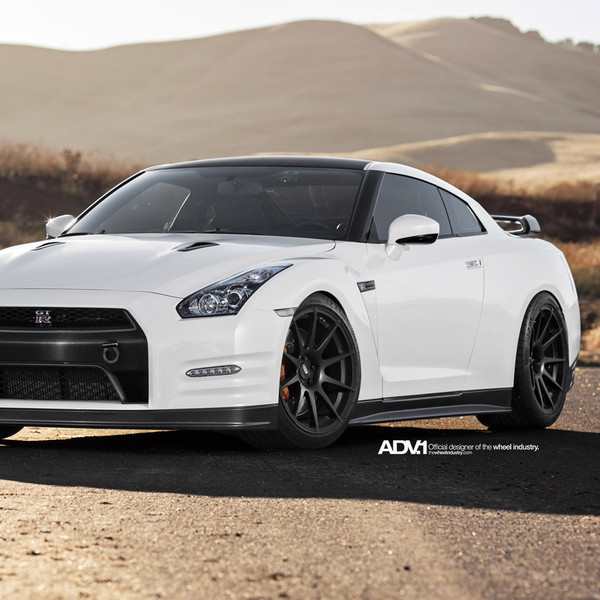 Carbon Fiber Front Bumper on White Nissan GT-R - Photo by ADV.1