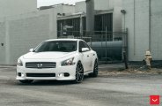 Attractive White Nissan Maxima Wearing Custom Forged Vossen Wheels