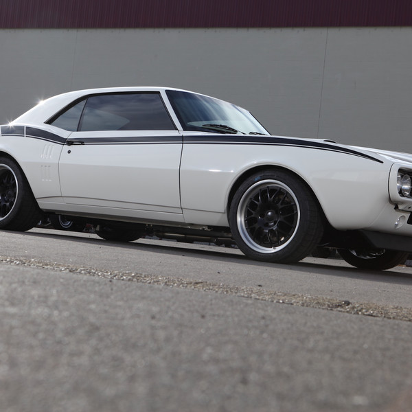 Custom White Pontiac Firebird with Black Stripes - Photo by Forgeline Motorsports