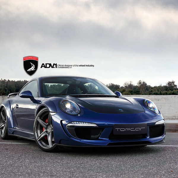Custom Hood on Blue Porsche 911 - Photo by ADV.1