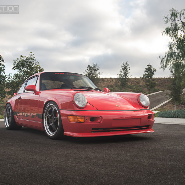 Front Bumper Lip Spoiler on Red Porsche 911 - Photo by Avant Garde Wheels