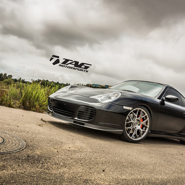 Aftermarket Front Bumper on Black Porsche 911 - Photo by Avant Garde Wheels