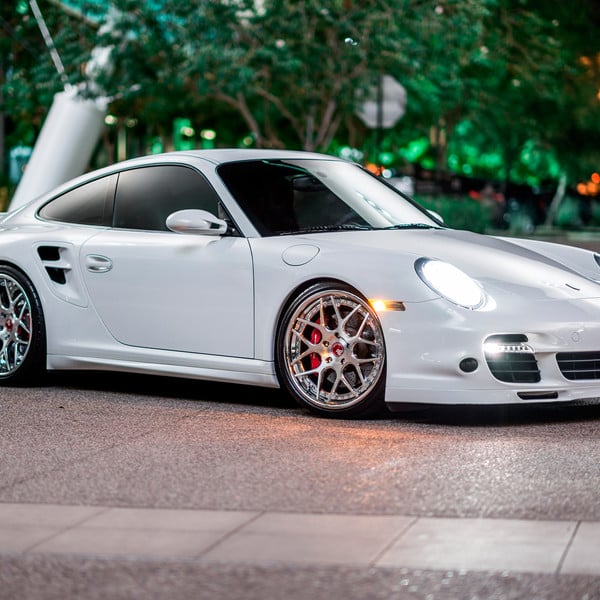 White Porsche 911 with Crystal Clear Headlights - Photo by Avant Garde Wheels